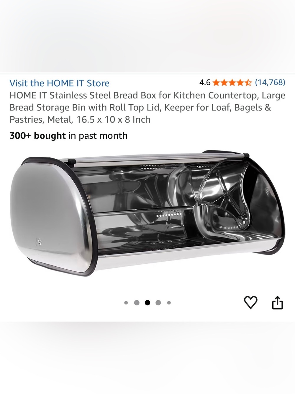 Stainless Steel Roll-Top Bread Box in Silver